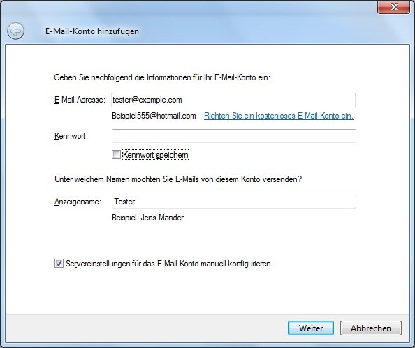 0919.jpg - Windows Live Mail - neues E-Mail-Konto hinzufügen